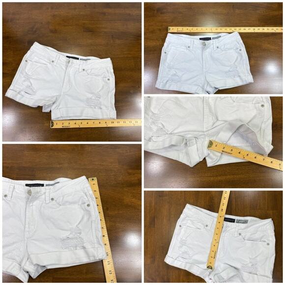 Aeropostale Distressed Denim Tomboy Shorts Size 4 White Measurements Included - Picture 11 of 12